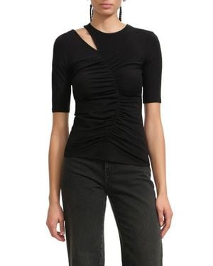 MARCELLA Paz Asymmetric Cutout Knit Shirt - Black