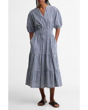 Barbour Ashwell Check Print Midi Dress - Blue