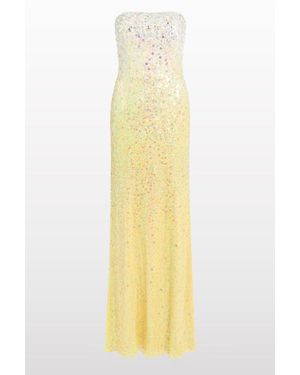 Jenny Packham Marle Saint Sequin Embellished Strapless Maxi Dress - Yellow