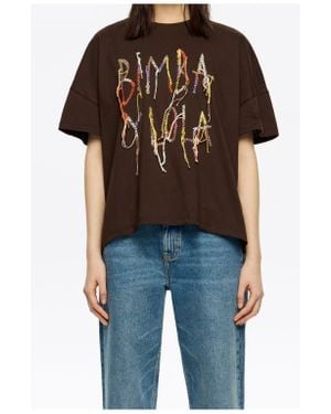 Bimba Y Lola Fringed Logo T-Shirt - Black