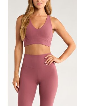 Zella Studio Luxe V-Neck Racerback Sports Bra - Red