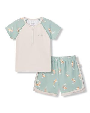 Milkbarn Zipper Top And Swim Trunks - White