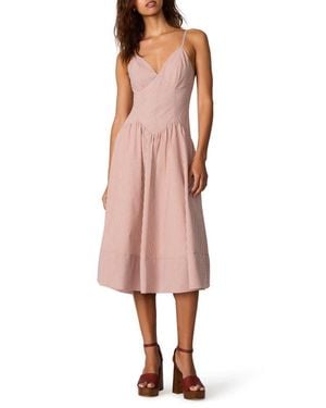 Steve Madden Una Stripe Seersucker Midi Dress - Pink