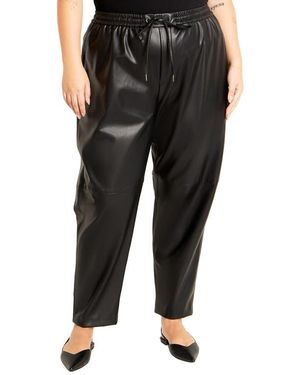 City Chic Mia Faux Leather Pants - Black
