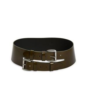 Paloma Wool Penelope Double Buckle Wide Leather Belt - Black