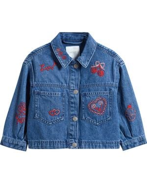 Next Kids' Embroidered Denim Jacket - Blue
