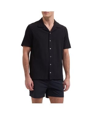 Bugatchi Seersucker Camp Shirt - Black