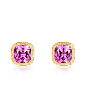 Lafonn Created Sapphire Cushion Stud Earrings - Pink