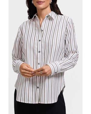 Foxcroft Meghan Metallic Stripe Shirt - White