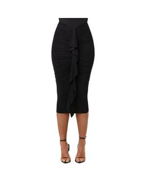 Naked Wardrobe Ruffle Midi Skirt - Black