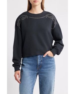 Rag & Bone Studded Vintage Terry Crop Sweatshirt - Black