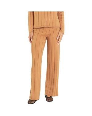 English Factory Pull-On Straight Leg Rib Knit Pants - Natural