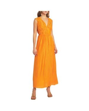 Endless Rose Sleeveless Micropleat Maxi Dress - Orange