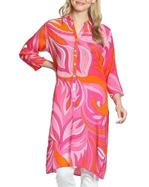 Apny Button-Up Shirtdress - Red