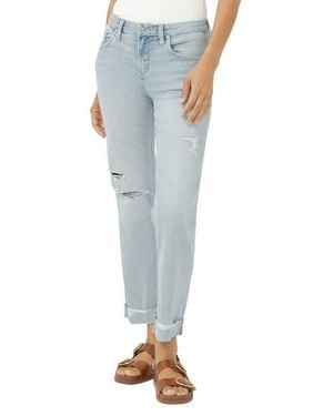 Silver Jeans Co. Chelsea Cuffed Boyfriend Jeans - Blue