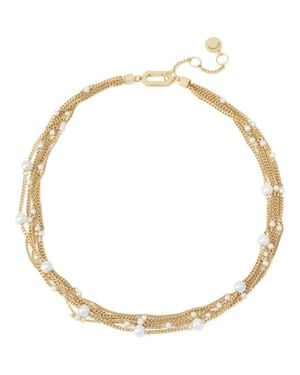 AllSaints Faux Pearl Layered Necklace - Metallic