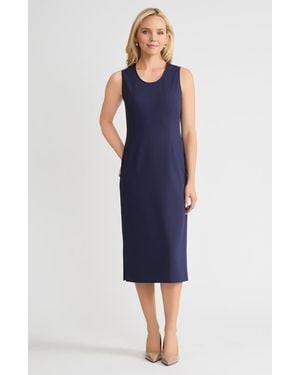 Ming Wang Stretch Deco Crepe Sheath Midi Dress - Blue