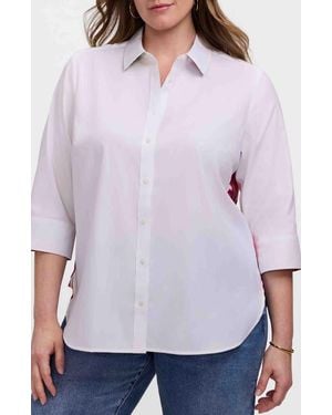 Foxcroft Meghan Para Blooms Mix Print Stretch Cotton Blend Button-Up Shirt - Purple