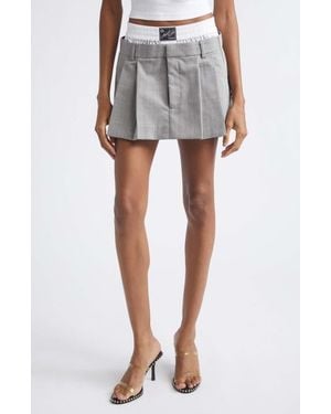 Alexander Wang Prestyled Pleated Wool Boxer Waist Miniskort - Multicolor