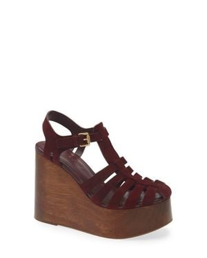 FARM Rio Slingback Platform Wedge Fisherman Sandal - Brown