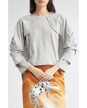 Ashley Williams Wing Heathered Cotton Top - Gray