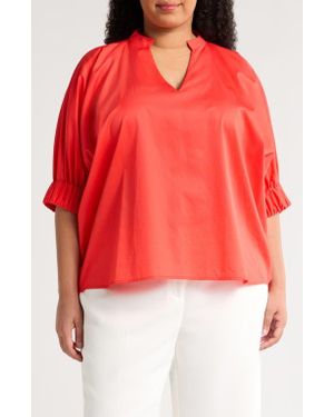 Harshman Medina Elbow Sleeve Cotton Top - Red