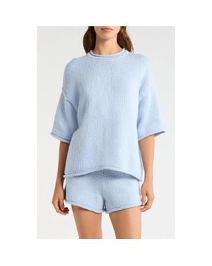 Lunya Cloud Cotton Short Sleeve Sweater - Blue