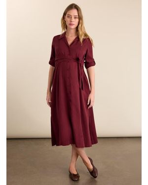 Isabella Oliver Kelsy Maternity Belted Shirt Dress - Red
