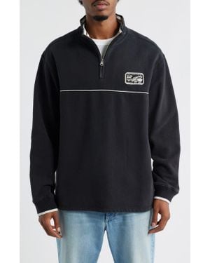BDG Dust Quarter Zip Cotton Sweatshirt - Black