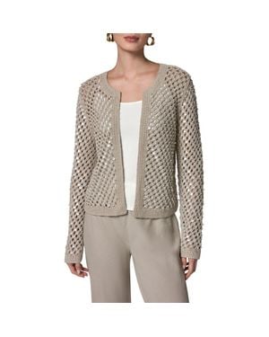 Donna Karan Pearl Detail Open Knit Cardigan - Brown