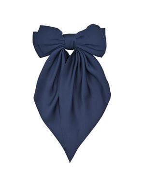 Tulle Satin Ribbon Flowing Bow Hairclip - Blue