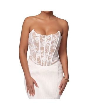 JLUXLABEL Rosemere Lace Bustier Top - White