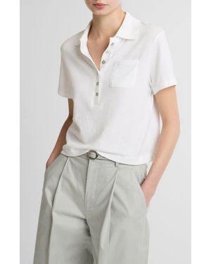 Vince Pocket Crop Cotton Polo - White