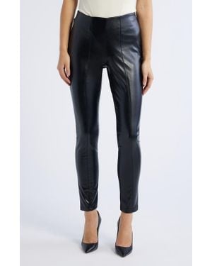 Tahari Faux Leather Ponte Pants - Black
