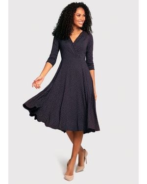 Alie Street London Annie V-Neck 3/Sleeve Midi Dress - Blue