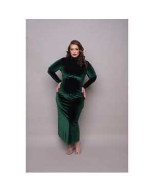 DEARCURVES Nipi Velvet Dress - Green