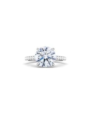 HauteCarat Round Brilliant Cut Pavé Lab Grown Diamond Ring - Blue