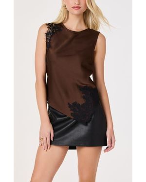 Astr Beth Lace Detailed Asymmetric Top - Black