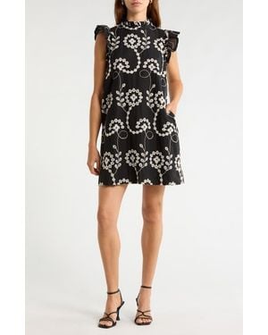 Sugarlips Rindy Eyelet Shift Minidress - Black