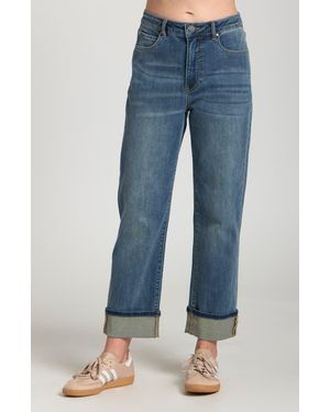 Apny Cuffed Straight Leg Jeans - Blue
