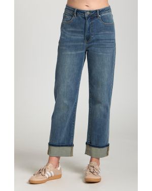 Apny Cuffed Straight Leg Jeans - Blue