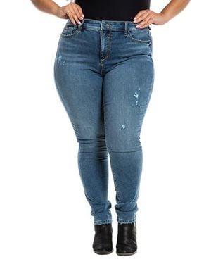 Slink Jeans Distressed High Waist Jeggings - Blue