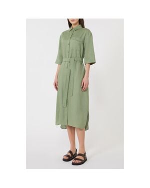 MM by Max Mara Tie Belt Linen Shirtdress - Green