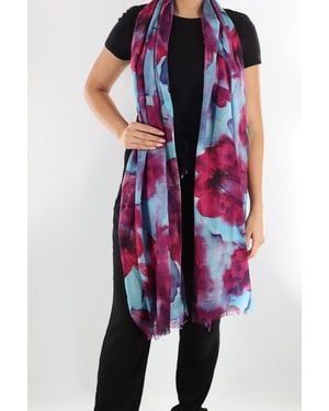 La Fiorentina Watercolor Print Scarf - Blue