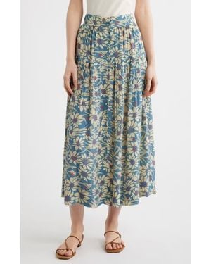 The Great The Highland Floral Button Front Skirt - Blue
