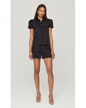 Generation Love Betty Pearl Embellished Poplin Shorts - Black