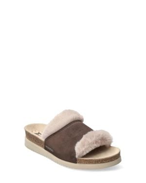 Mephisto Hemeline Faux Fur Slide Sandal - Brown