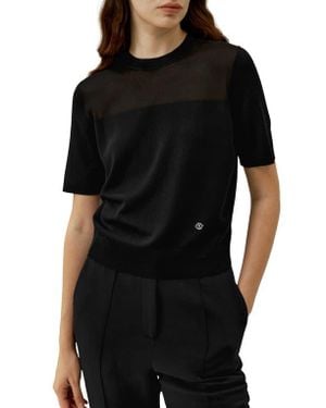 LILYSILK Sophisticated Dual-Knit Silk T-Shirt - Black