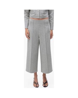 Mango Wide Leg Crop Pants - Gray