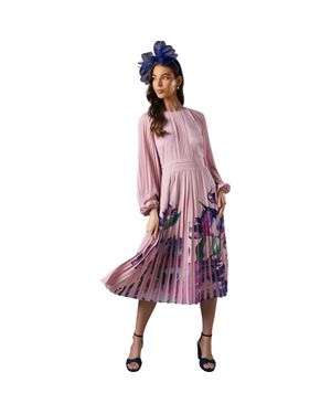 Coast Placement Print Pleat Dress - Purple